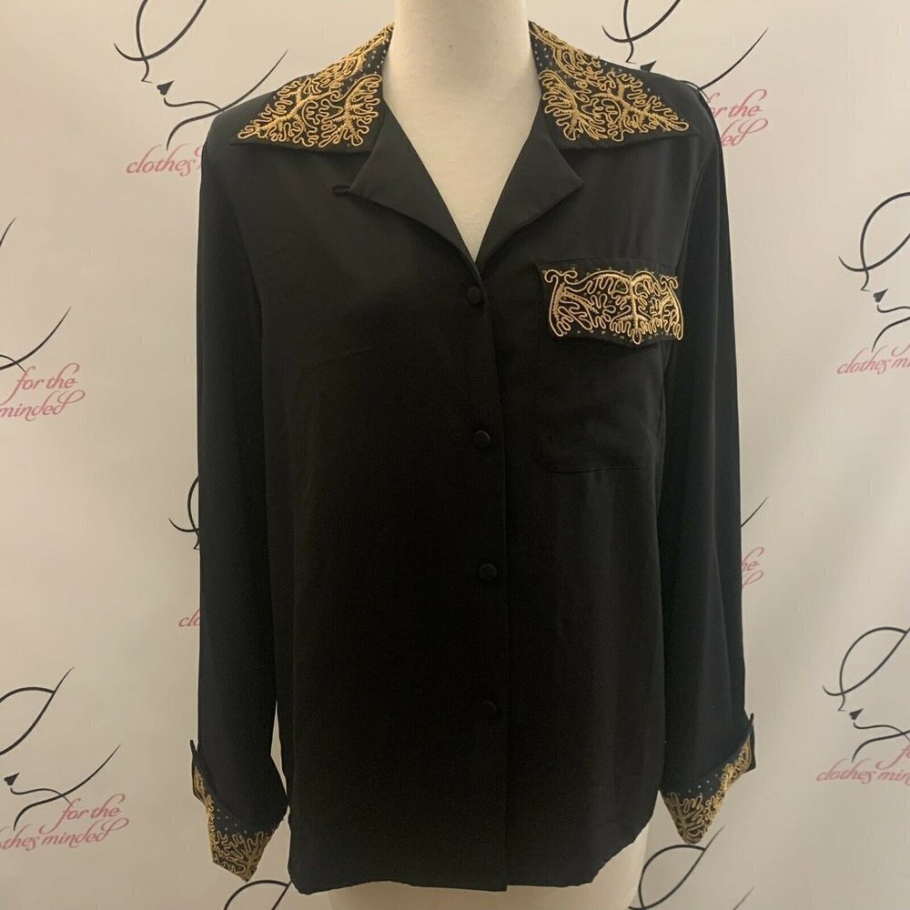 Fiji Sport. Size 10. Beaded and Embroidered Long Sleeve Shirt. Flip Cuffs. B32